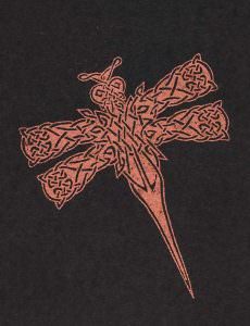 Knotwork Dragonfly Gocco Print (on black)