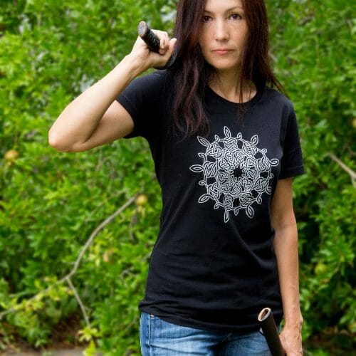 Silver Snowflake Celtic Knotwork Women's Fitted T-Shirt