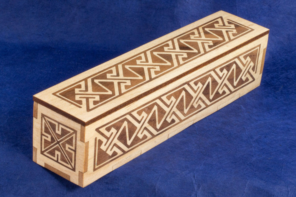 Long Inlaid Celtic Key Pattern Box
