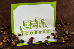 Echo Coffee Logo Origamic Architecture / Kirigami Pop Up Card