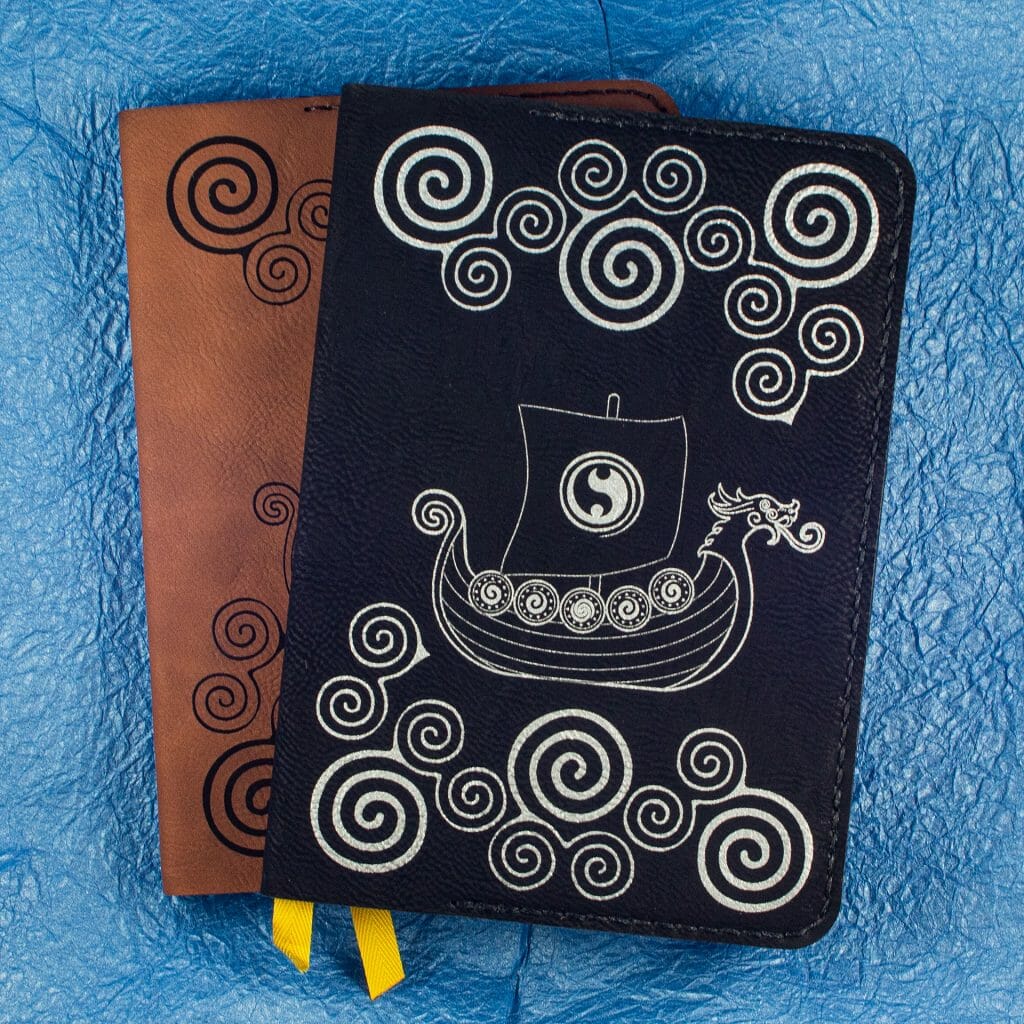 Viking Longship Design on Hardcover Notebooks (Black)