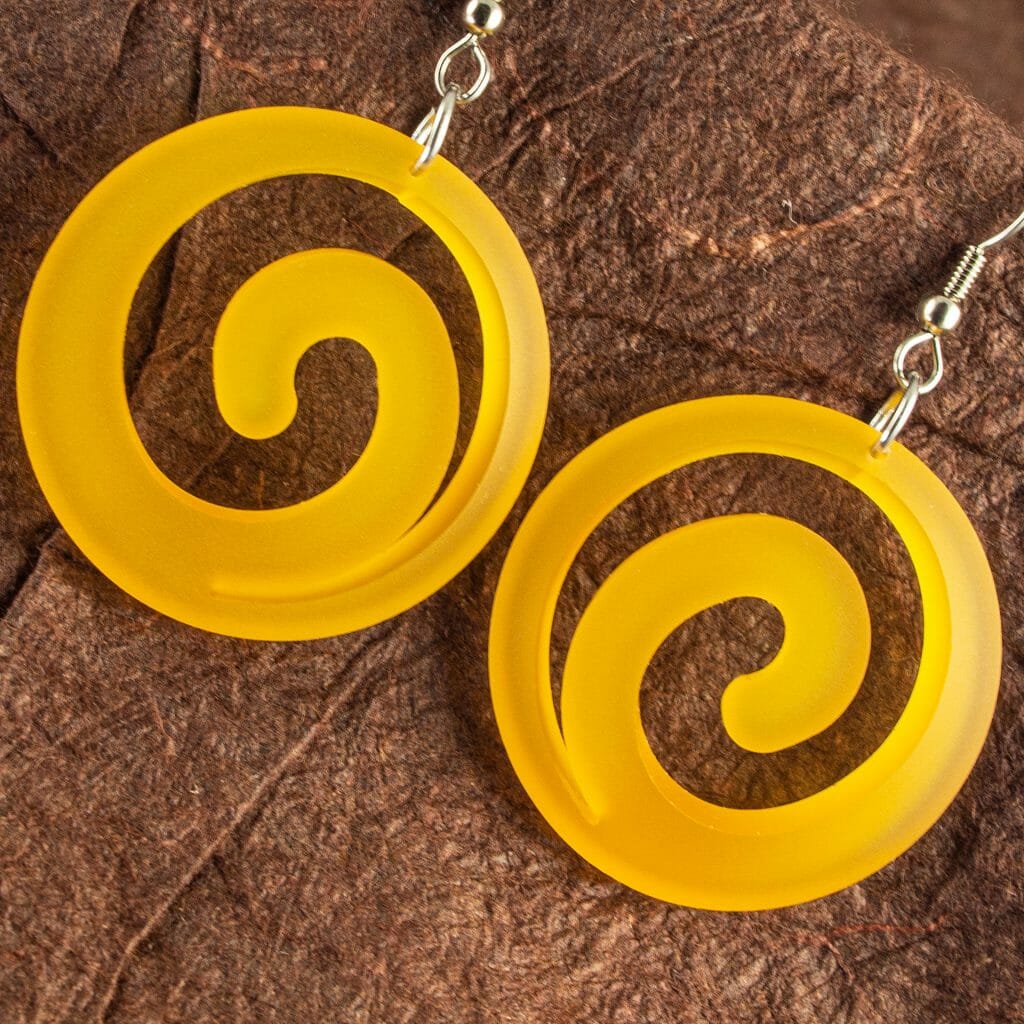 Translucent Orange Dished Acrylic Spiral Earrings