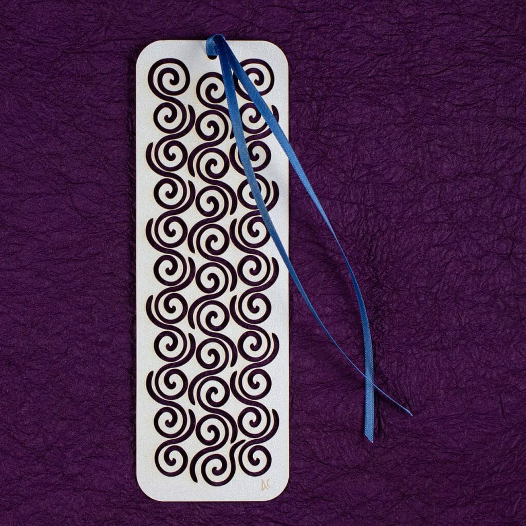 Celtic Spirals Bookmark with Blue Ribbon