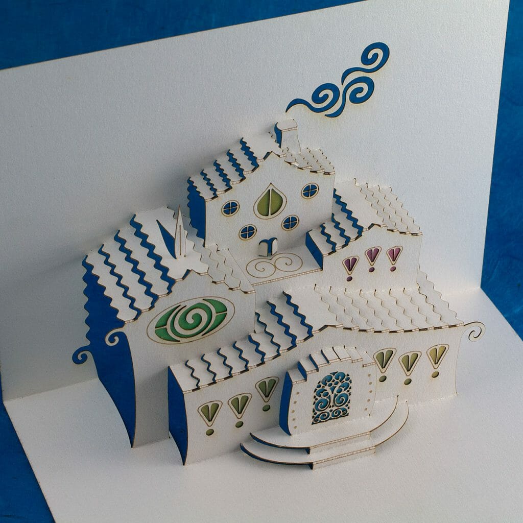 Snow Elf Manor Origamic Architecture / Kirigami Pop Up Card