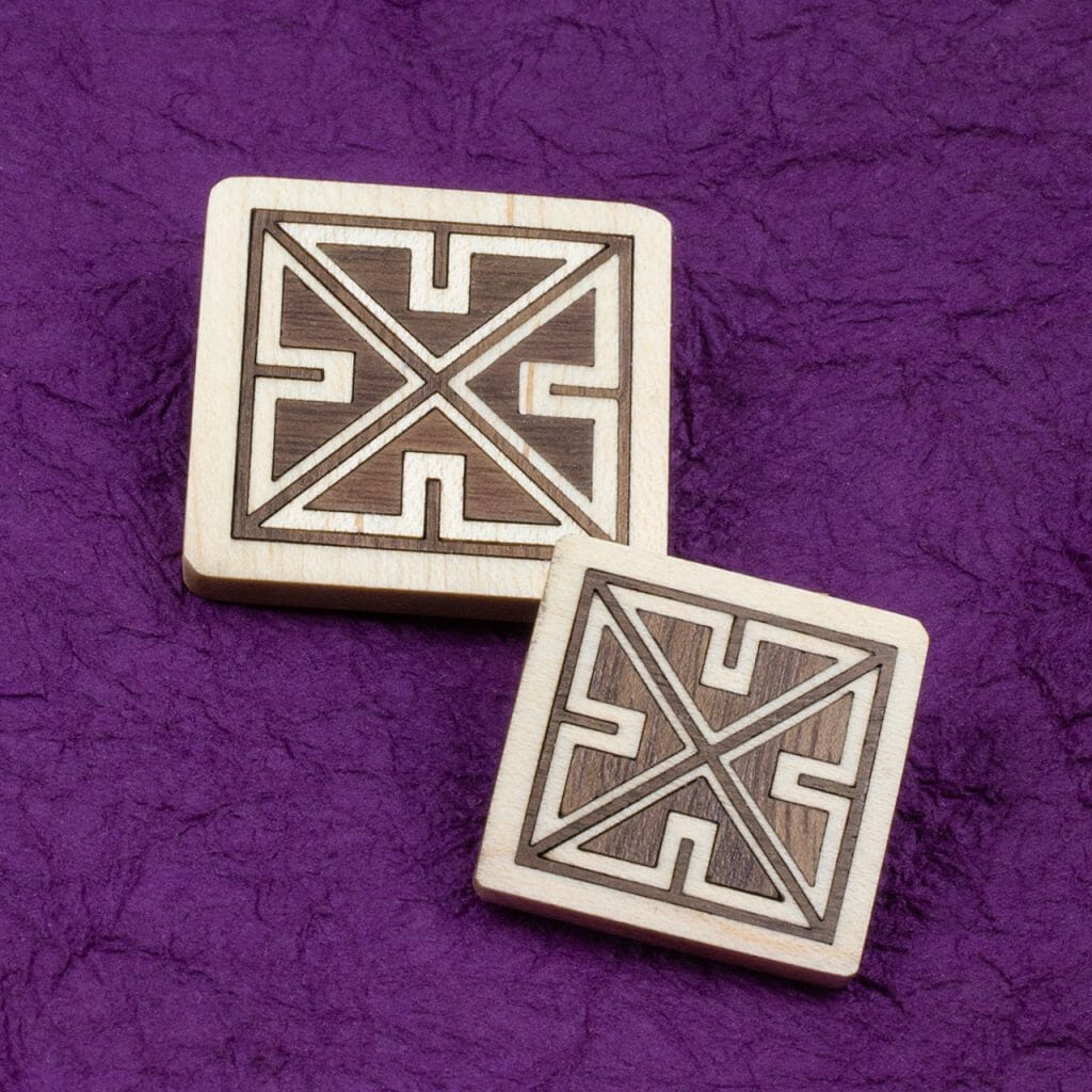 Celtic key square walnut in maple inlaid pins.