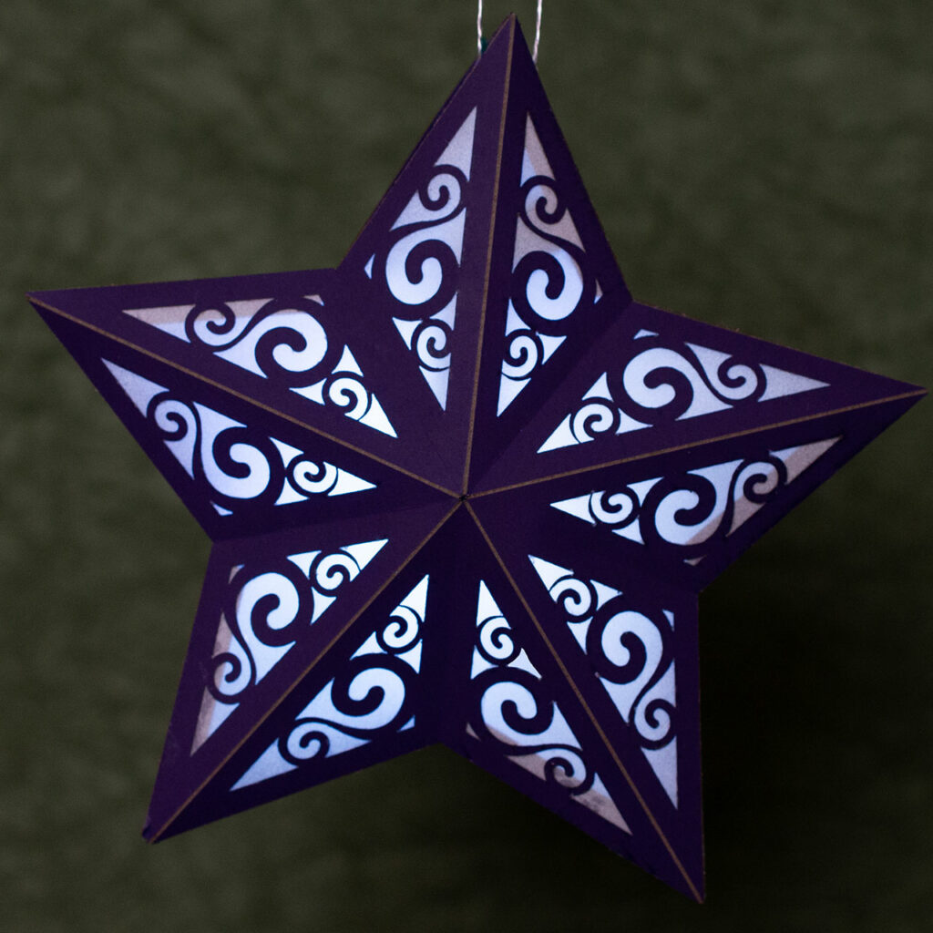 Light-up paper star hanging