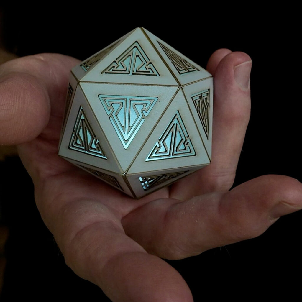 Silver pulsing icosahedron