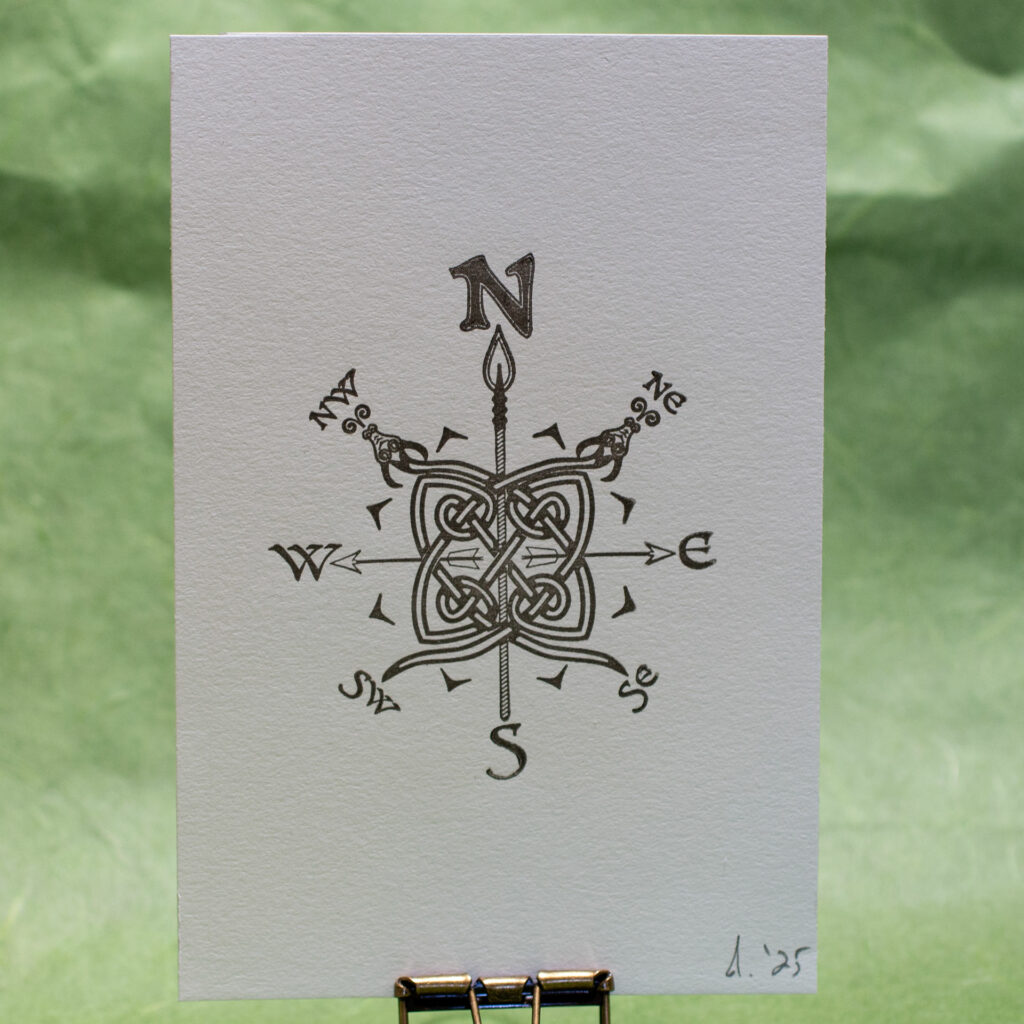 Dragons Celtic Knotwork Map Compass print